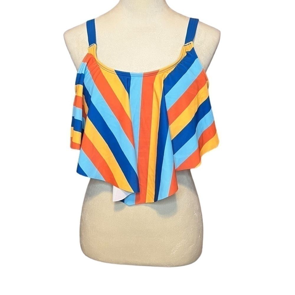 Bloomchic blue, orange and yellow swim top size 14-16 NWT